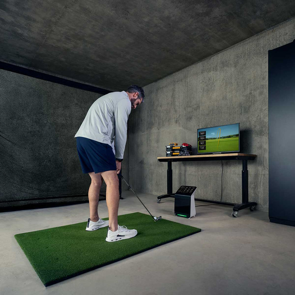 Garmin Approach R50 SportScreen Vanish Retractable Golf Studio Complete Package | Home Golf Simulator Studio with Impact Screen, Enclosure, Hitting Mat, Putting Turf & Projector
