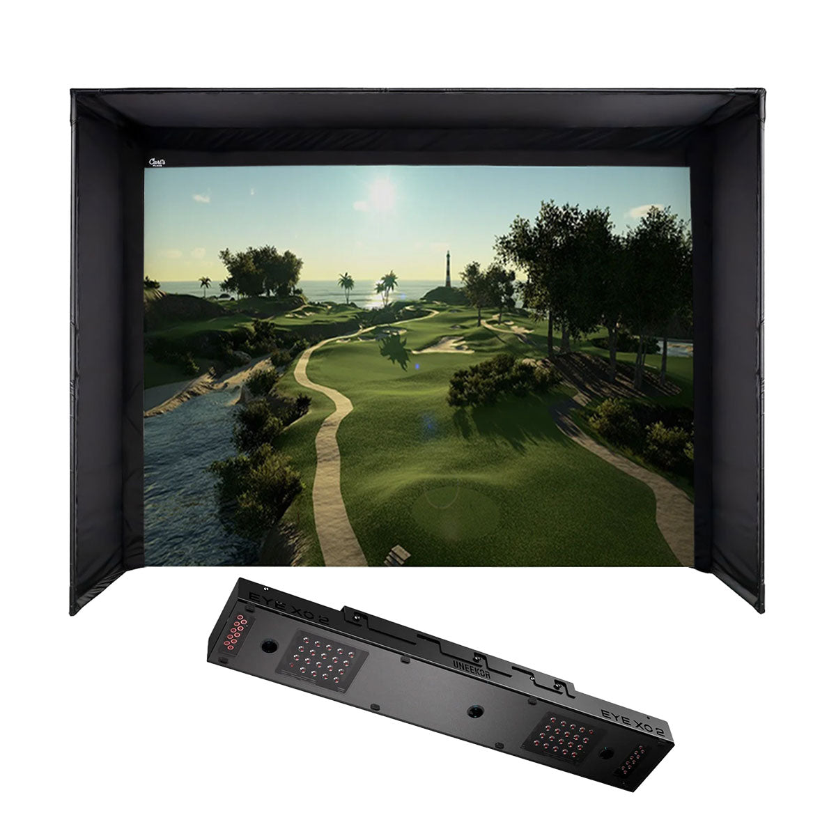 Uneekor EYE XO2 with PlayBetter SimStudio™ OVERHEAD Premium Home Golf Studio Package with Carl's Place Pro Enclosure