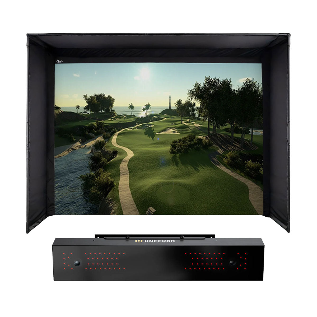 Uneekor EYE XR with PlayBetter SimStudio™ OVERHEAD Premium Home Golf Studio Package with Carl's Place Pro Enclosure