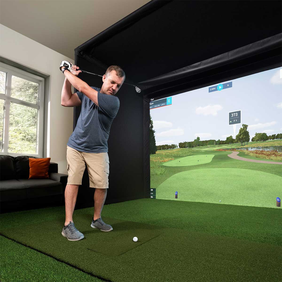 Uneekor EYE XR with PlayBetter SimStudio™ OVERHEAD Premium Home Golf Studio Package with Carl's Place Pro Enclosure