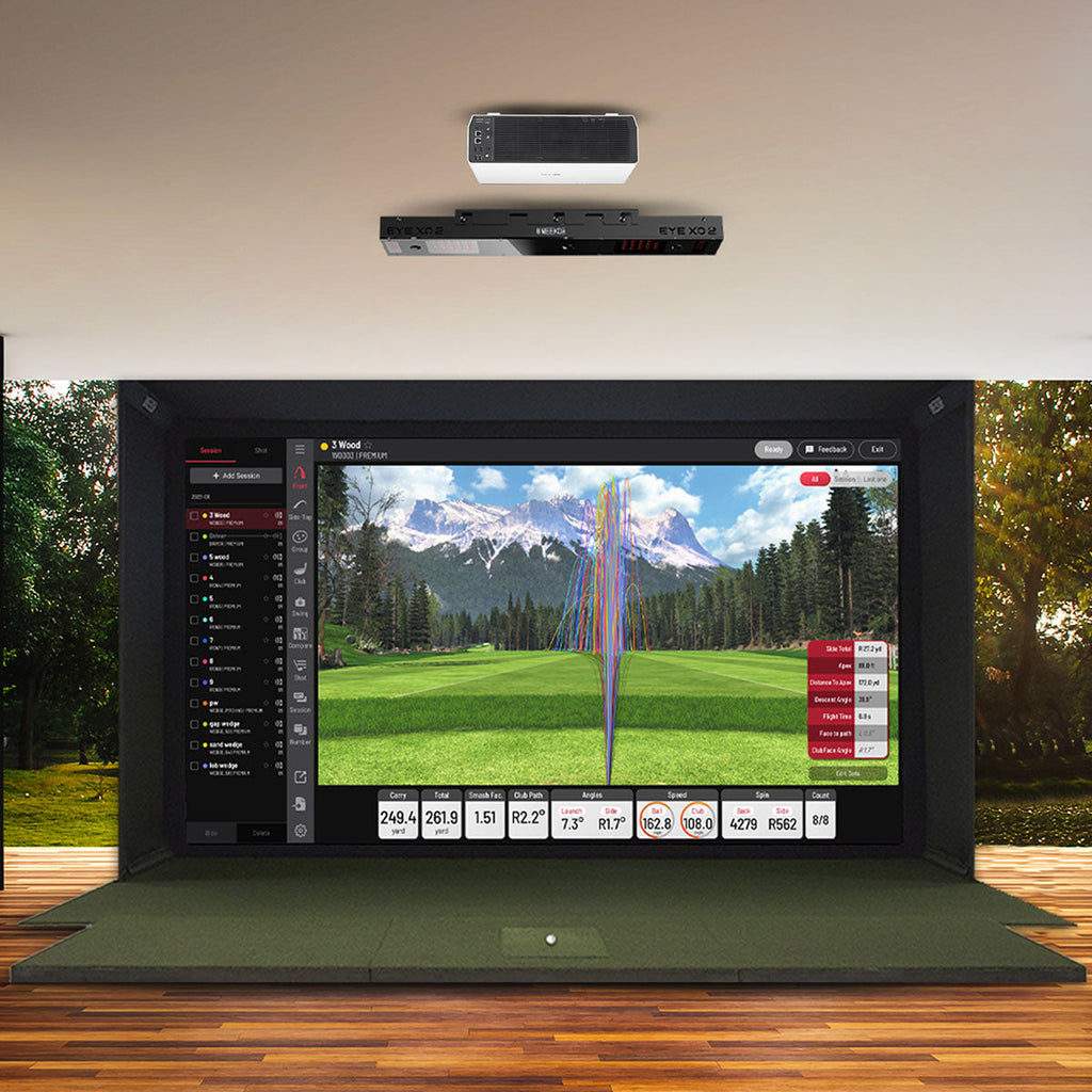 Uneekor EYE XO2 with PlayBetter SimStudio™ OVERHEAD Premium Home Golf Studio Package with Carl's Place Pro Enclosure