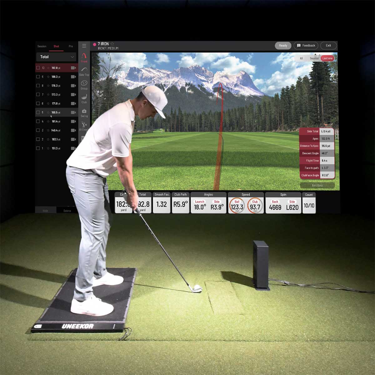 Uneekor EYE MINI LITE with PlayBetter SimStudio™ ESSENTIALS Package | Golf Simulator Studio with Impact Screen, Enclosure, Hitting Mat, & Projector