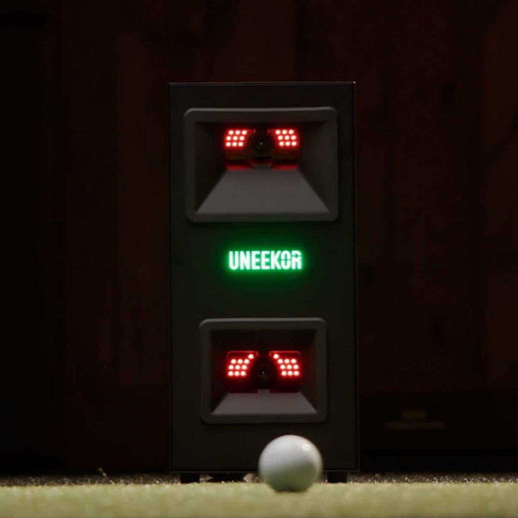 Uneekor EYE MINI LITE SportScreen Vanish LITE Hybrid-Retractable Golf Studio Complete Package | Home Golf Simulator Studio with Impact Screen, Enclosure, Hitting Mat, Putting Turf & Projector