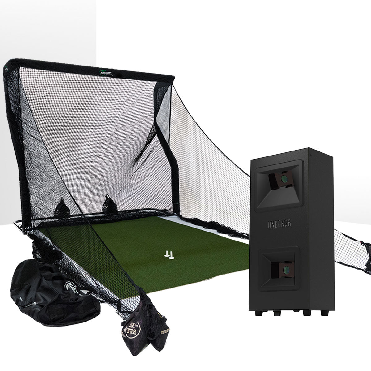 Uneekor EYE MINI LITE Golf Launch Monitor & Simulator Home Net Studio with The Net Return Premium Hitting Net Package