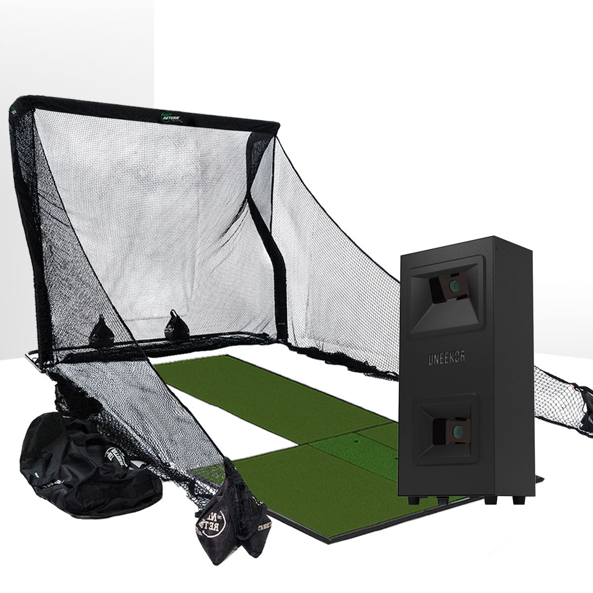 Uneekor EYE MINI LITE Golf Launch Monitor & Simulator Home Net Studio with The Net Return Premium Hitting Net Package