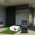 Uneekor EYE MINI LITE SportScreen Vanish Retractable Golf Studio Complete Package | Home Golf Simulator Studio with Impact Screen, Enclosure, Hitting Mat, Putting Turf & Projector