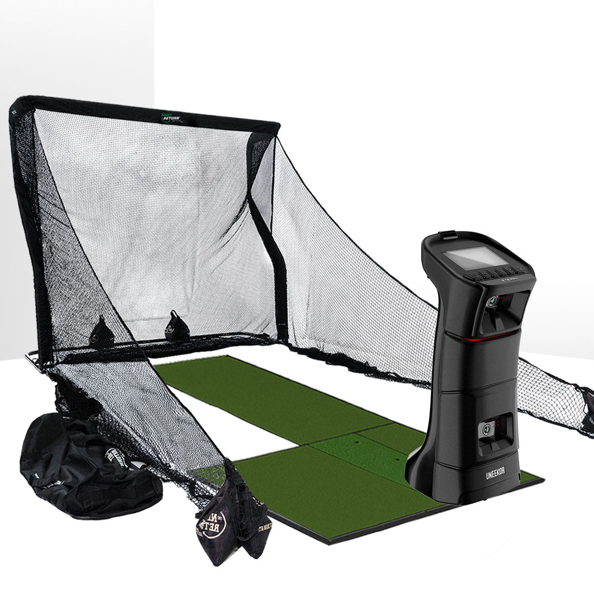 Uneekor EYE MINI Golf Launch Monitor & Simulator Home Net Studio with The Net Return Premium Hitting Net Package