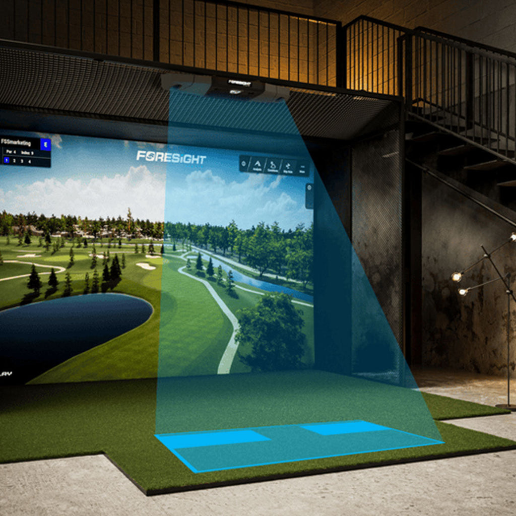 Foresight Falcon SportScreen Vanish LITE Hybrid-Retractable Golf Studio Complete Package | Home Golf Simulator Studio with Impact Screen, Enclosure, Hitting Mat, Putting Turf & Projector