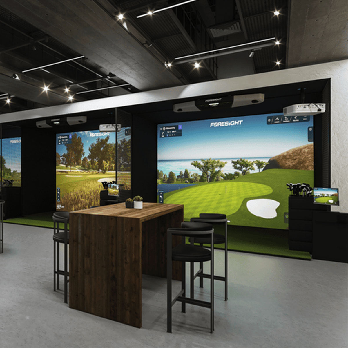 Foresight Falcon SportScreen Vanish LITE Hybrid-Retractable Golf Studio Complete Package | Home Golf Simulator Studio with Impact Screen, Enclosure, Hitting Mat, Putting Turf & Projector