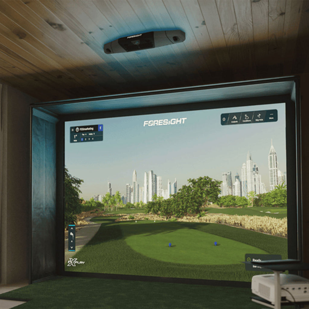 Foresight Falcon SportScreen Vanish Retractable Golf Studio Complete Package | Home Golf Simulator Studio with Impact Screen, Enclosure, Hitting Mat, Putting Turf & Projector