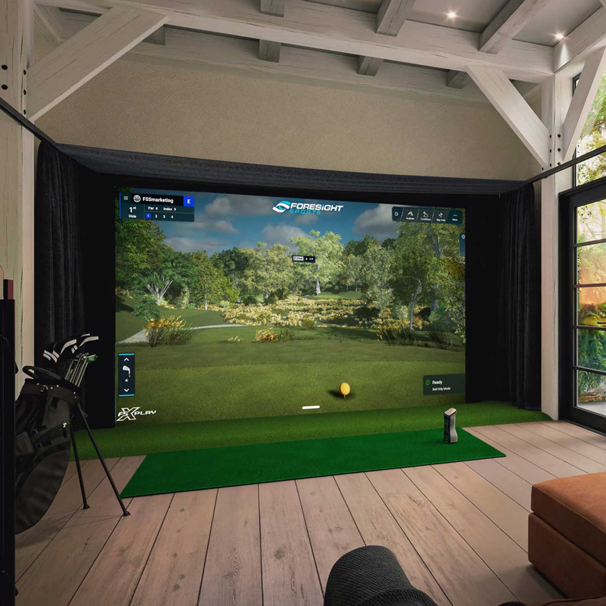 Foresight GCQuad with PlayBetter SimStudio™ COMPLETE Package | Golf Simulator Studio with Impact Screen, Enclosure, Side Barriers, Hitting/Putting Mats, Projector & Protective Case