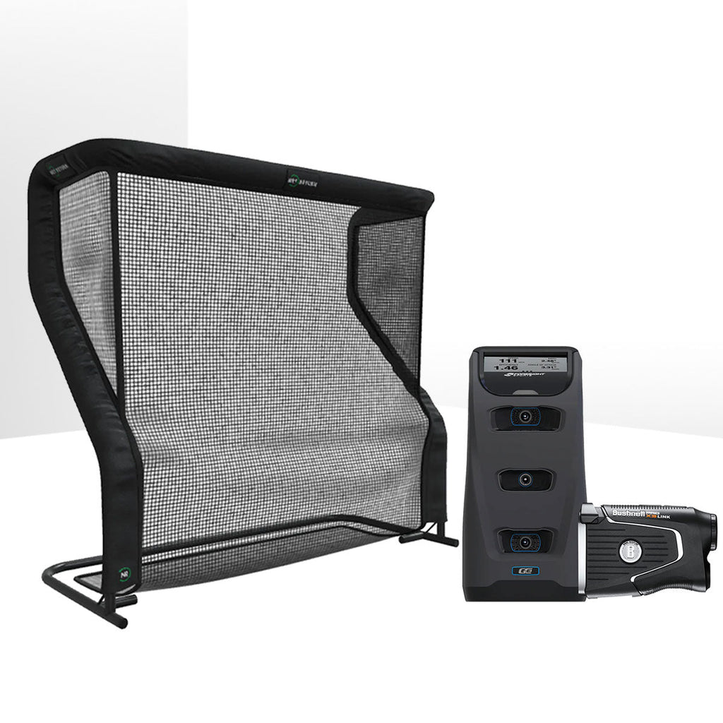 Foresight GC3 with LINK Golf Launch Monitor & Simulator Home Net Studio with The Net Return Premium Hitting Net Package