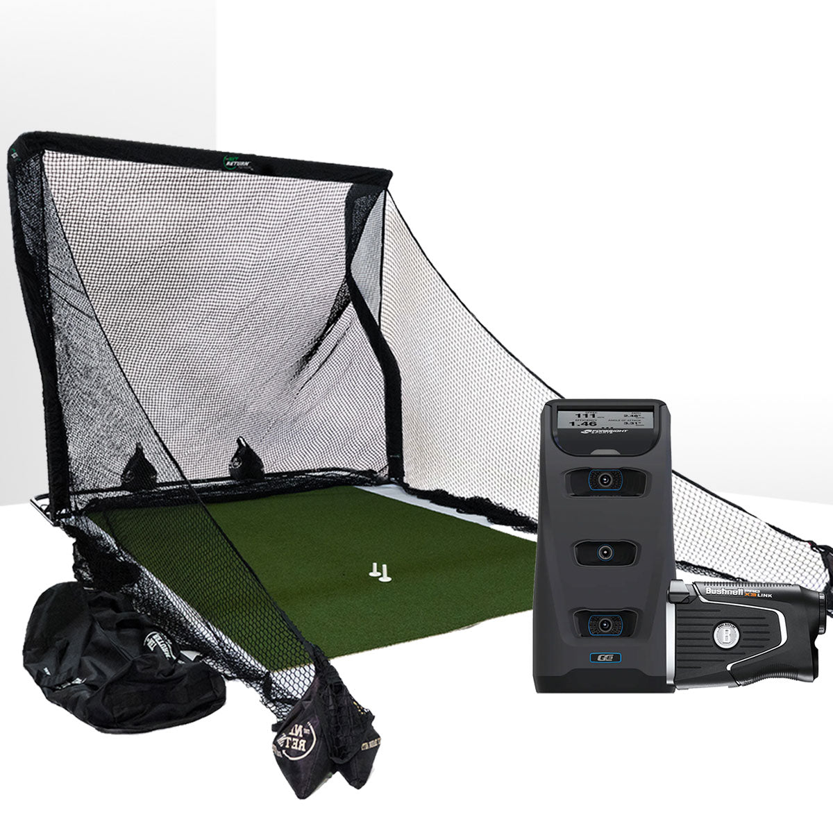 Foresight GC3 with LINK Golf Launch Monitor & Simulator Home Net Studio with The Net Return Premium Hitting Net Package