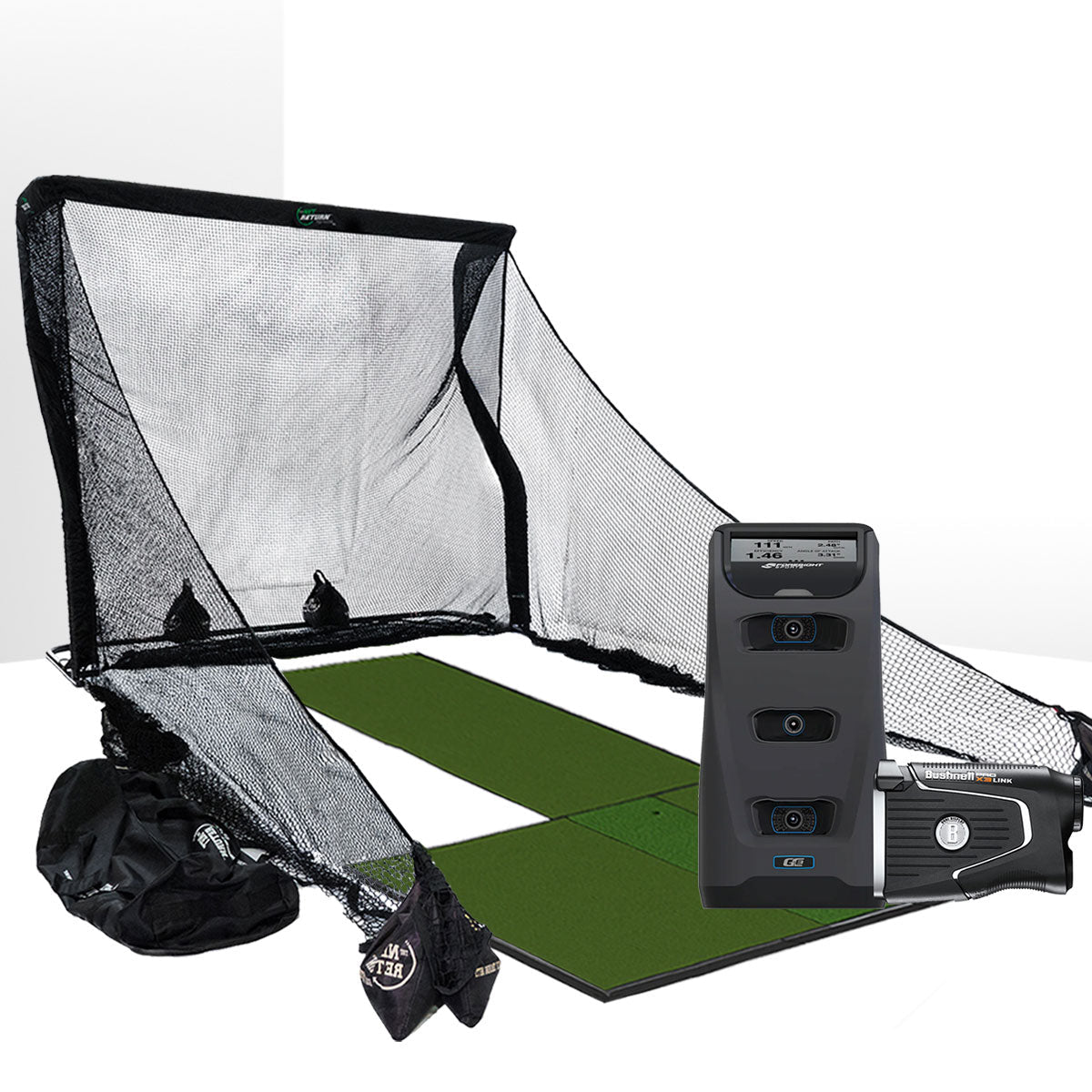Foresight GC3 with LINK Golf Launch Monitor & Simulator Home Net Studio with The Net Return Premium Hitting Net Package
