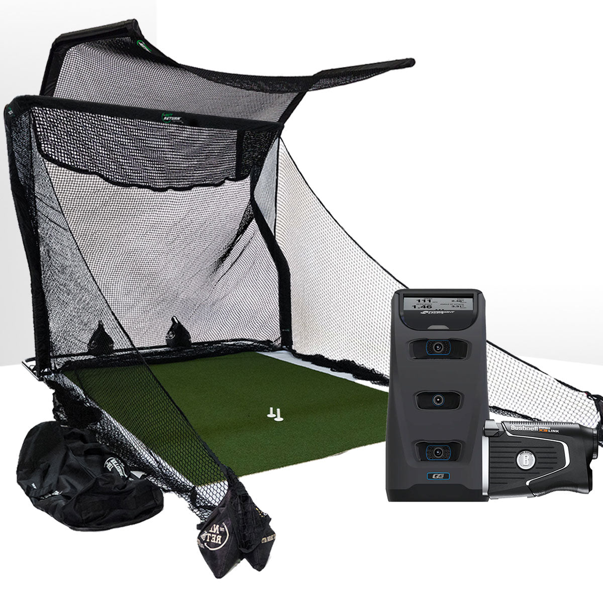 Foresight GC3 with LINK Golf Launch Monitor & Simulator Home Net Studio with The Net Return Premium Hitting Net Package