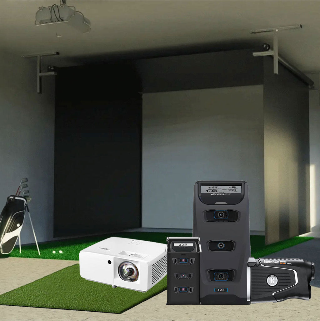 Foresight GC3 SportScreen Vanish Retractable Golf Studio Complete Package | Home Golf Simulator Studio with Impact Screen, Enclosure, Hitting Mat, Putting Turf & Projector