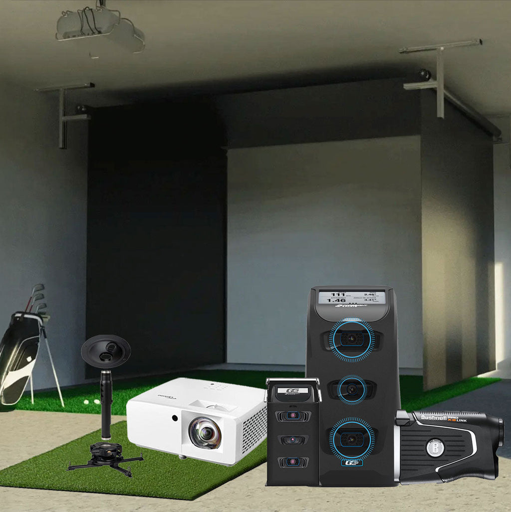 Foresight GC3 SportScreen Vanish Retractable Golf Studio Complete Package | Home Golf Simulator Studio with Impact Screen, Enclosure, Hitting Mat, Putting Turf & Projector