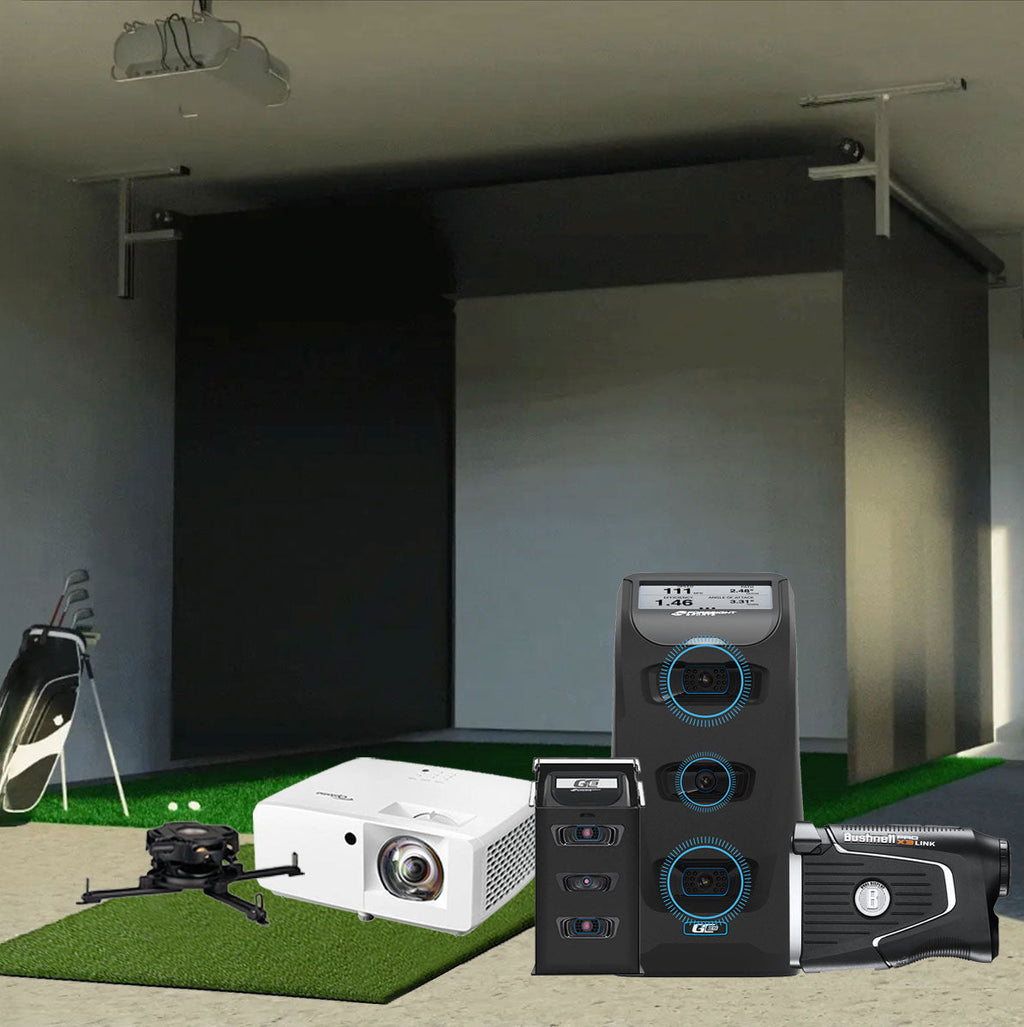Foresight GC3 SportScreen Vanish Retractable Golf Studio Complete Package | Home Golf Simulator Studio with Impact Screen, Enclosure, Hitting Mat, Putting Turf & Projector