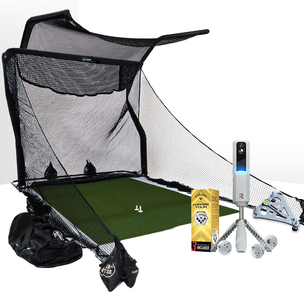 Rapsodo MLM2PRO Golf Launch Monitor & Simulator Home Net Studio with The Net Return Premium Hitting Net Package