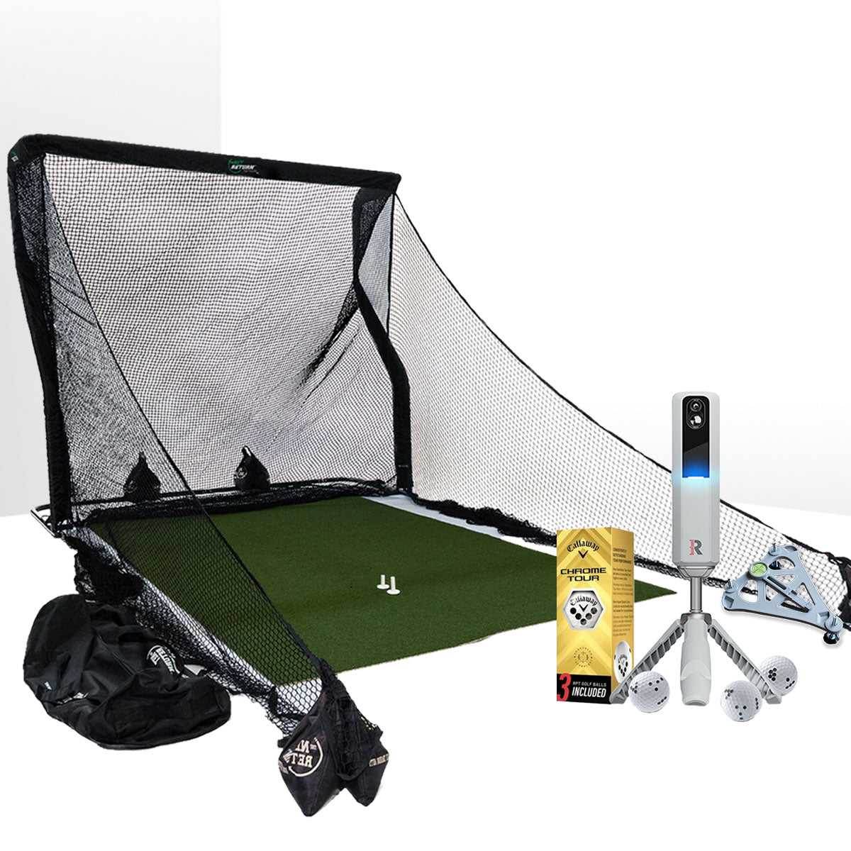 Rapsodo MLM2PRO Golf Launch Monitor & Simulator Home Net Studio with The Net Return Premium Hitting Net Package