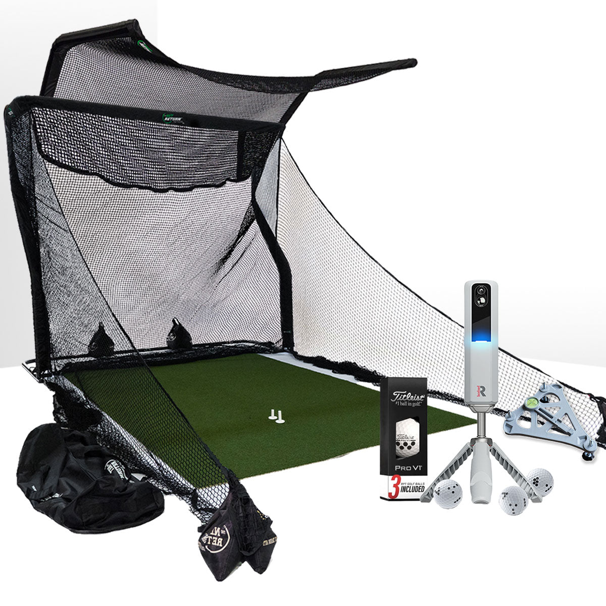 Rapsodo MLM2PRO Golf Launch Monitor & Simulator Home Net Studio with The Net Return Premium Hitting Net Package