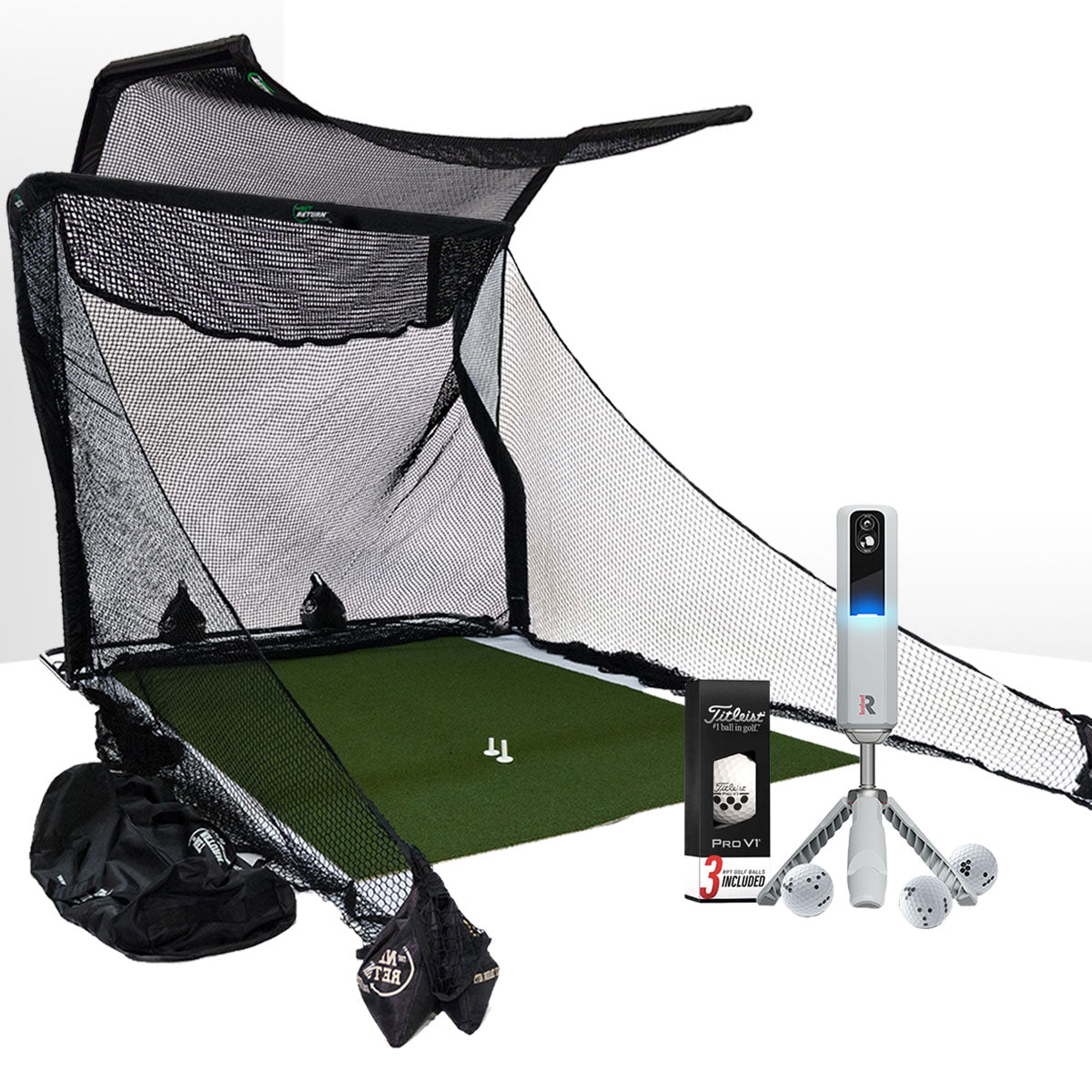 Rapsodo MLM2PRO Golf Launch Monitor & Simulator Home Net Studio with The Net Return Premium Hitting Net Package
