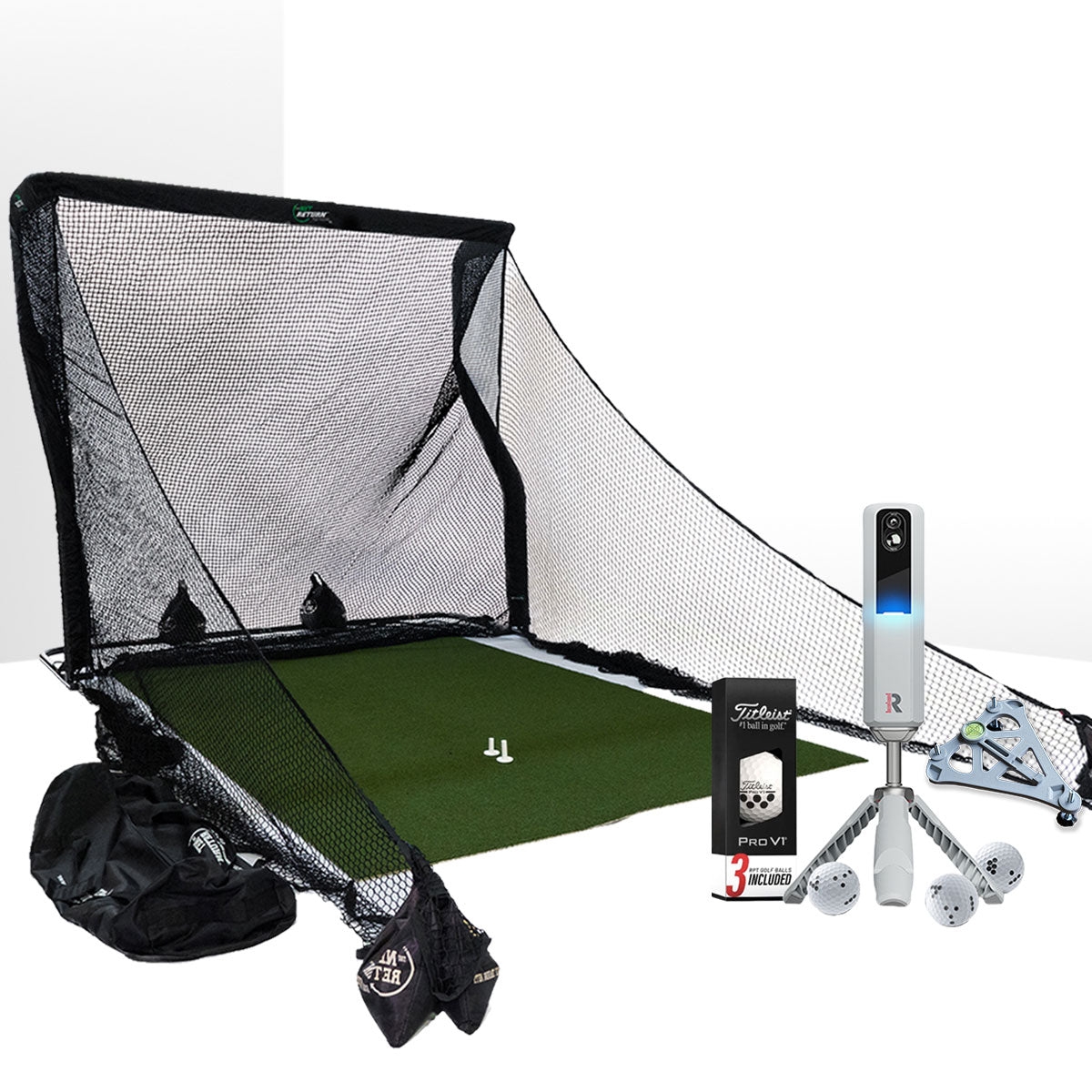 Rapsodo MLM2PRO Golf Launch Monitor & Simulator Home Net Studio with The Net Return Premium Hitting Net Package