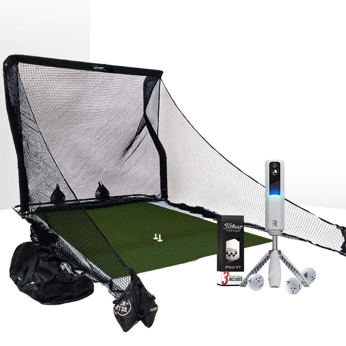 Rapsodo MLM2PRO Golf Launch Monitor & Simulator Home Net Studio with The Net Return Premium Hitting Net Package