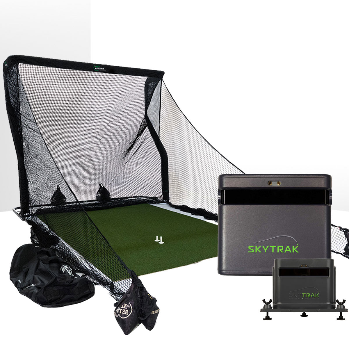 SkyTrak ST MAX Golf Launch Monitor Home Net Studio with The Net Return Premium Hitting Net Package