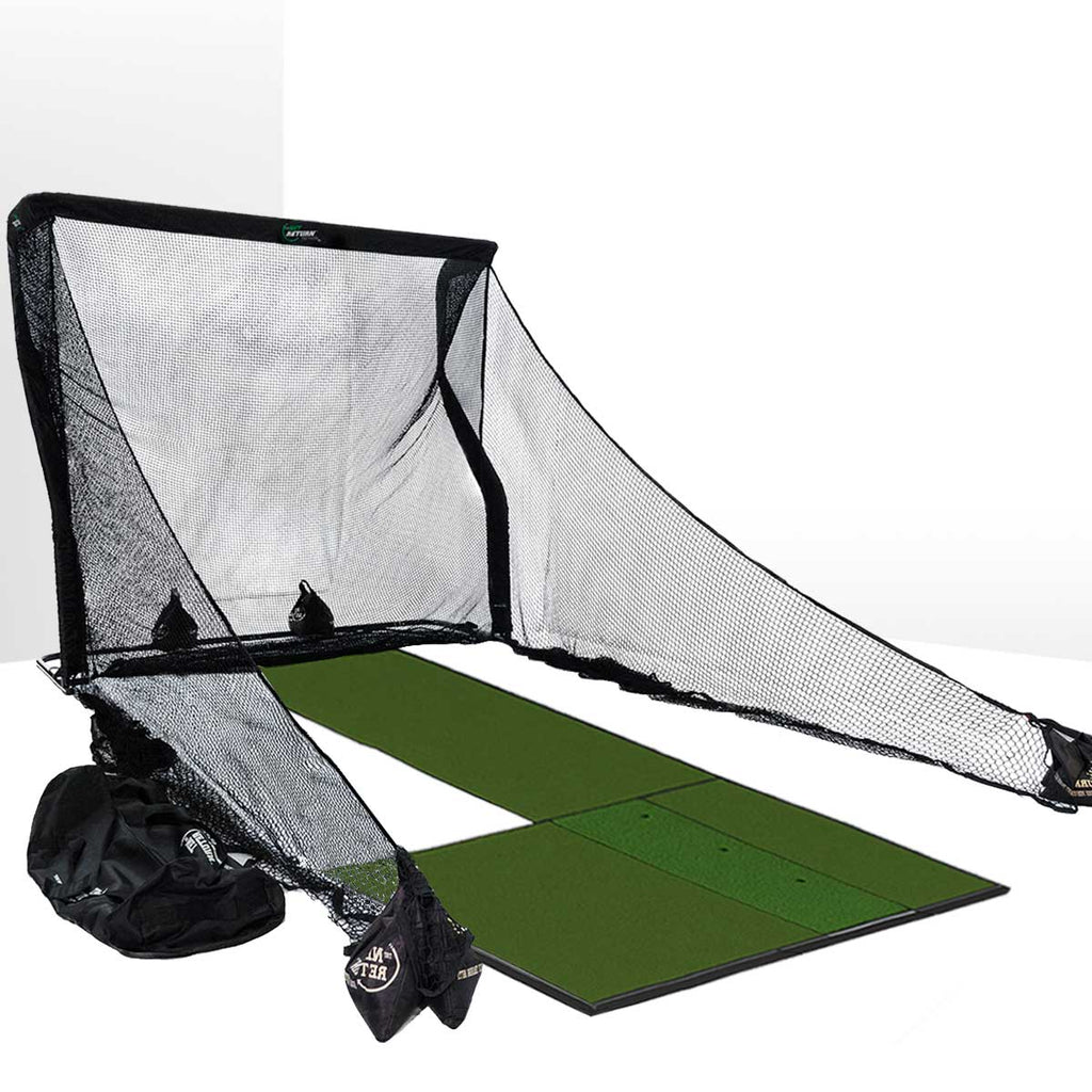 The Net Return Premium Golf Hitting Net Package with Hitting Turf, Side Barriers & Sand Bags