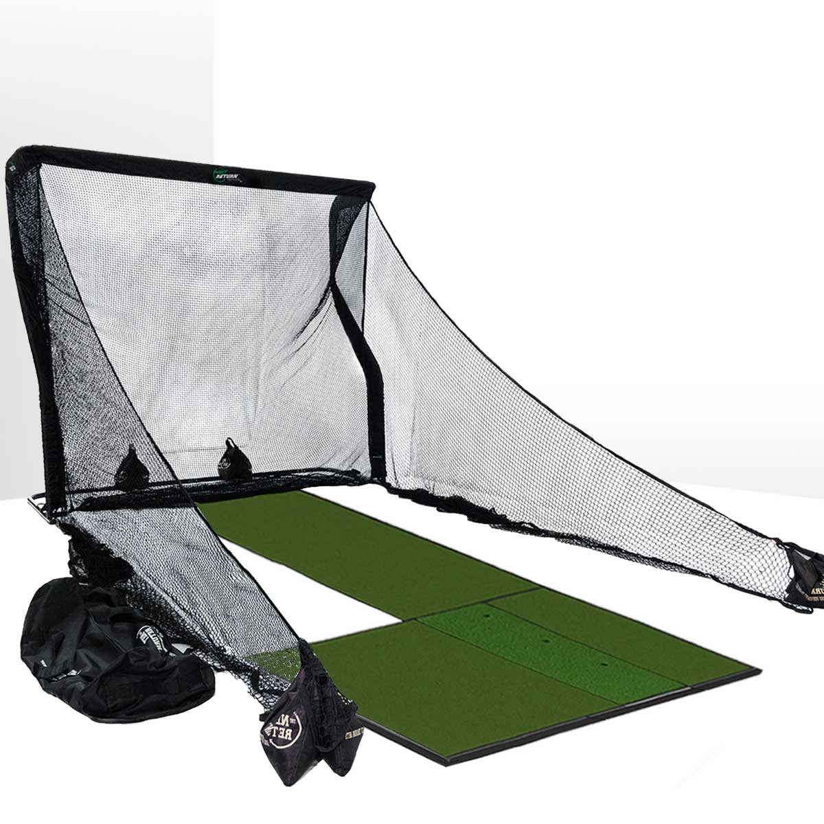 The Net Return Premium Golf Hitting Net Package with Hitting Turf, Side Barriers & Sand Bags