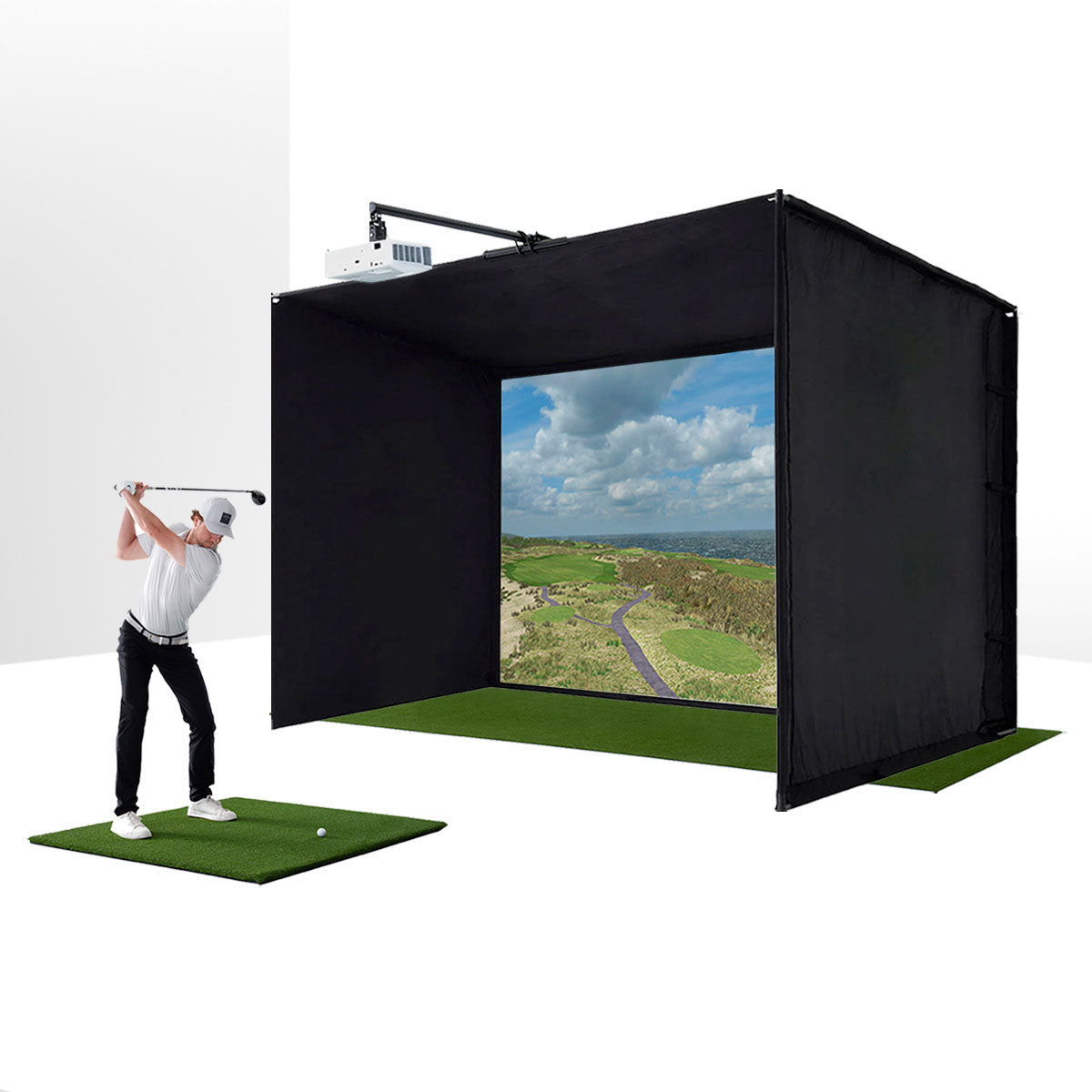 PlayBetter SimStudio™ BYO (Build Your Own) Package – Custom Home Golf Simulator Studio Builder with Impact Screen, Enclosure, Optional Mats, Projector & More