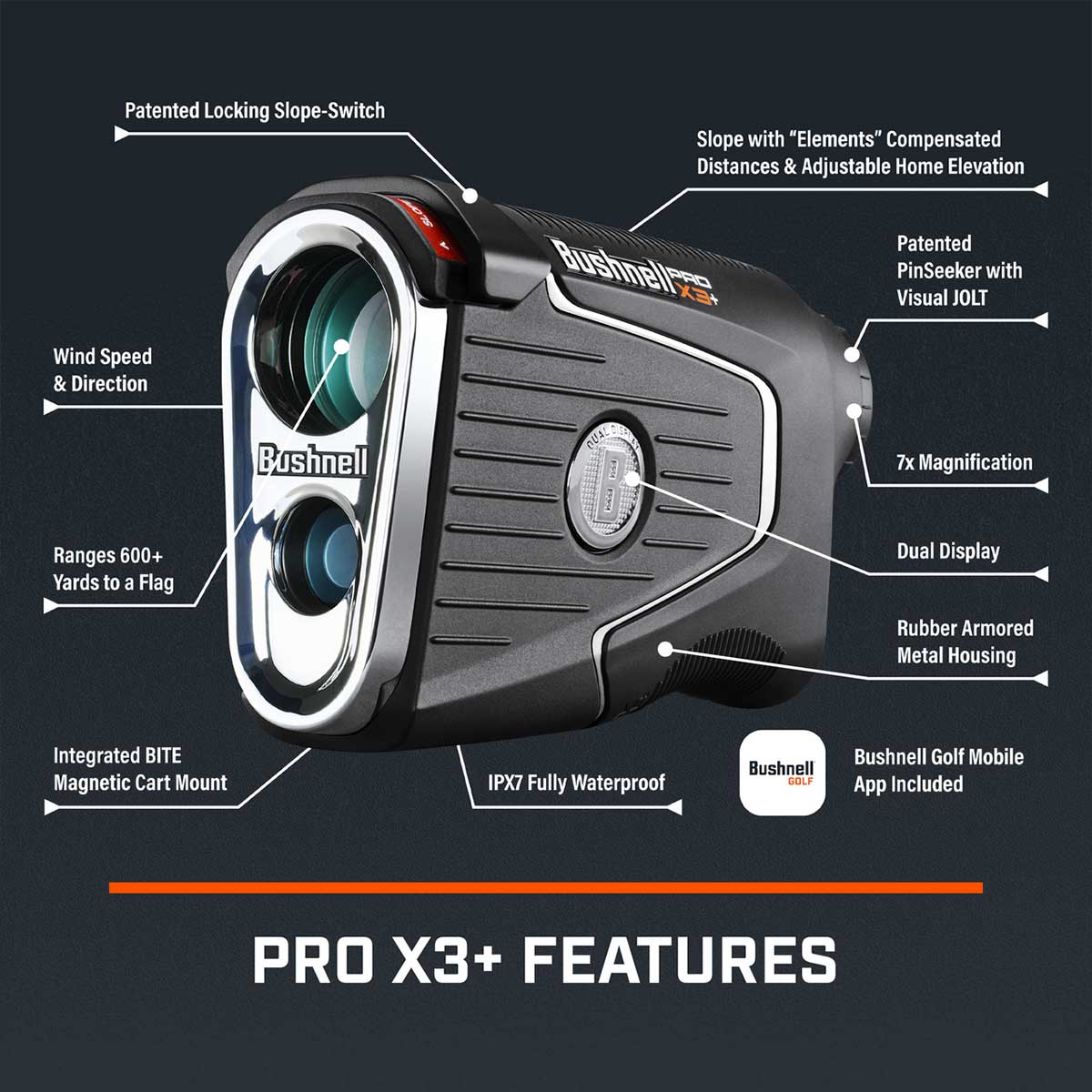 Bushnell Pro X3+ LINK Golf Laser Rangefinder