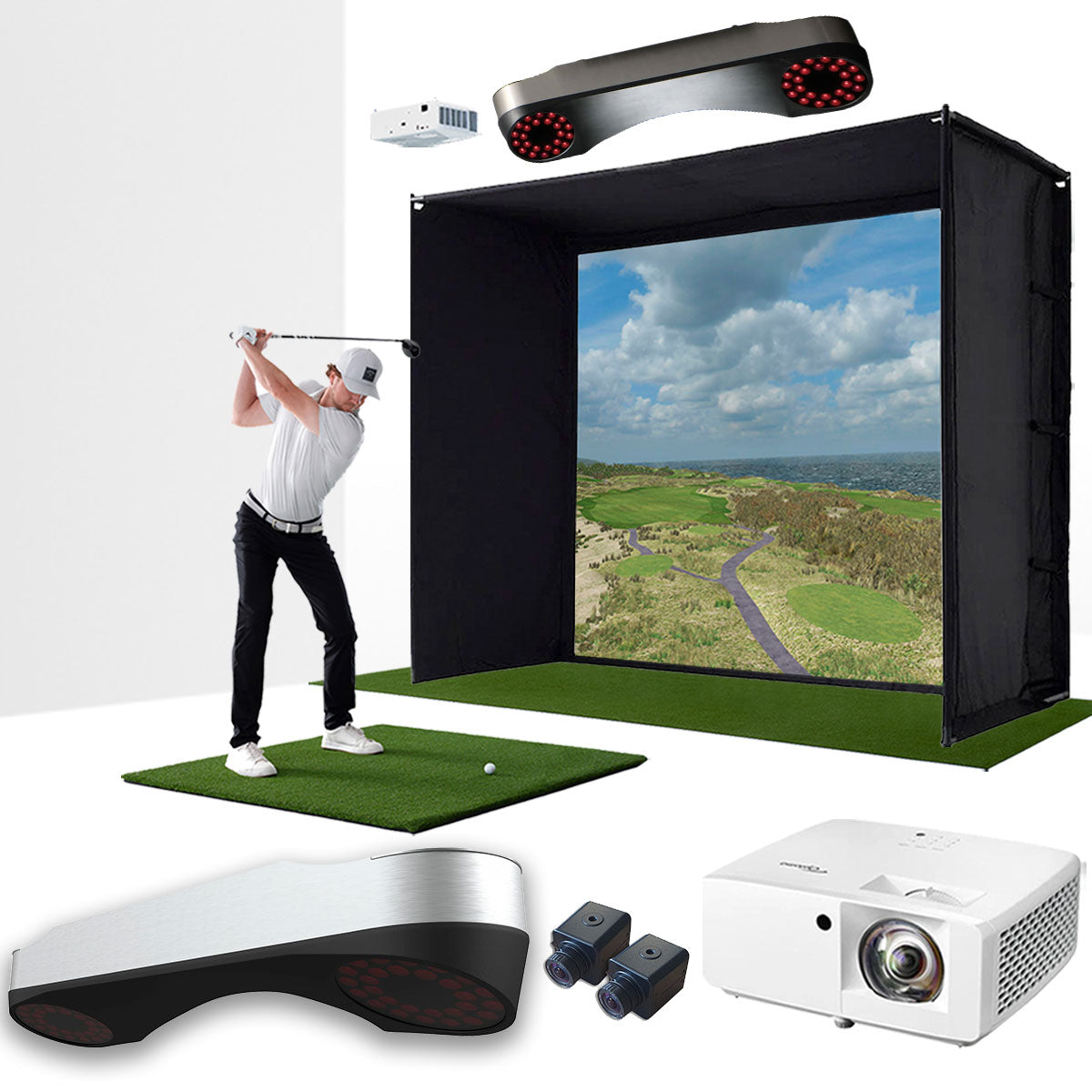 ProTee VX with PlayBetter SimStudio BYO™ (Build Your Own) Package – Custom Home Golf Simulator Studio Builder with Impact Screen, Enclosure, Optional Mats, Projector & More