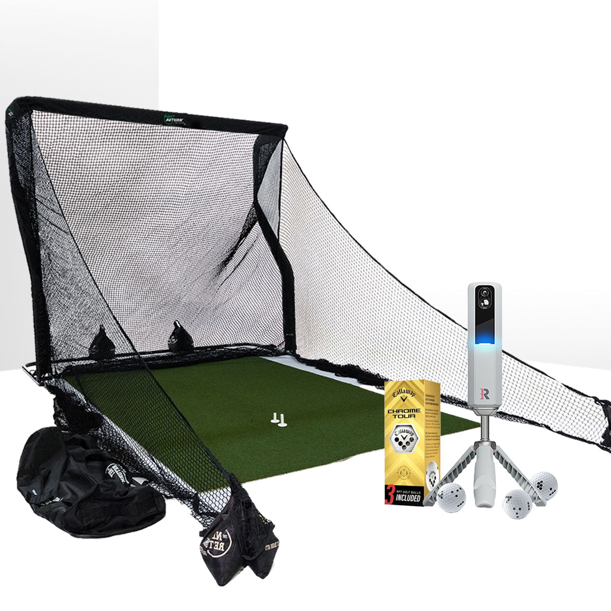 Rapsodo MLM2PRO Golf Launch Monitor & Simulator Home Net Studio with The Net Return Premium Hitting Net Package