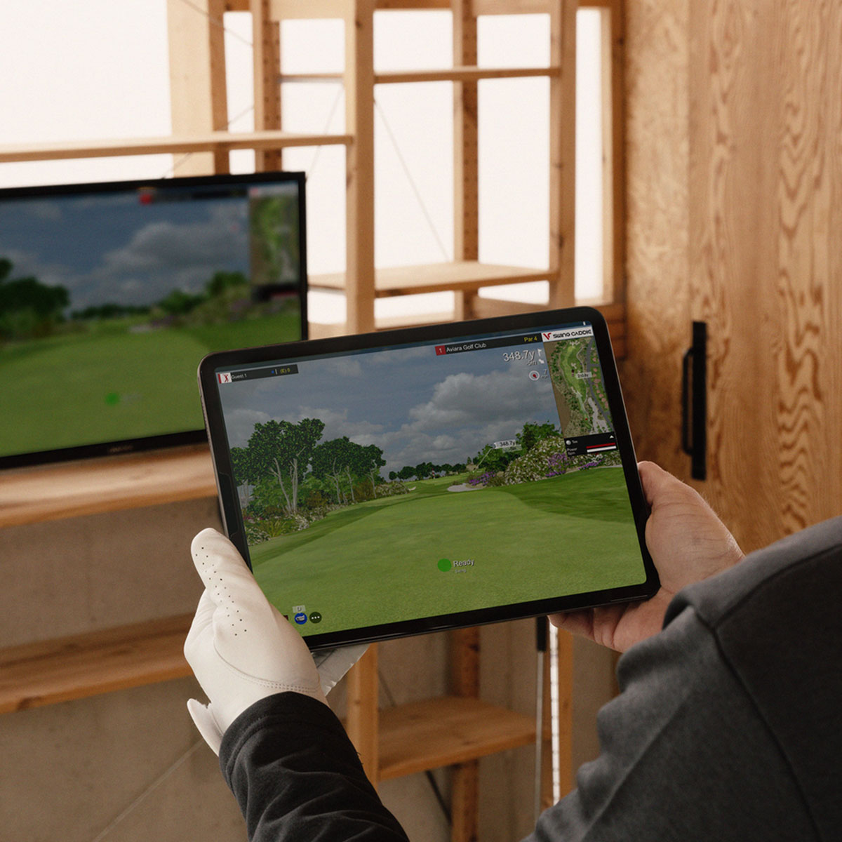 Swing Caddie SC4 PRO SportScreen Vanish Retractable Golf Studio Complete Package | Home Golf Simulator Studio with Impact Screen, Enclosure, Hitting Mat, Putting Turf & Projector