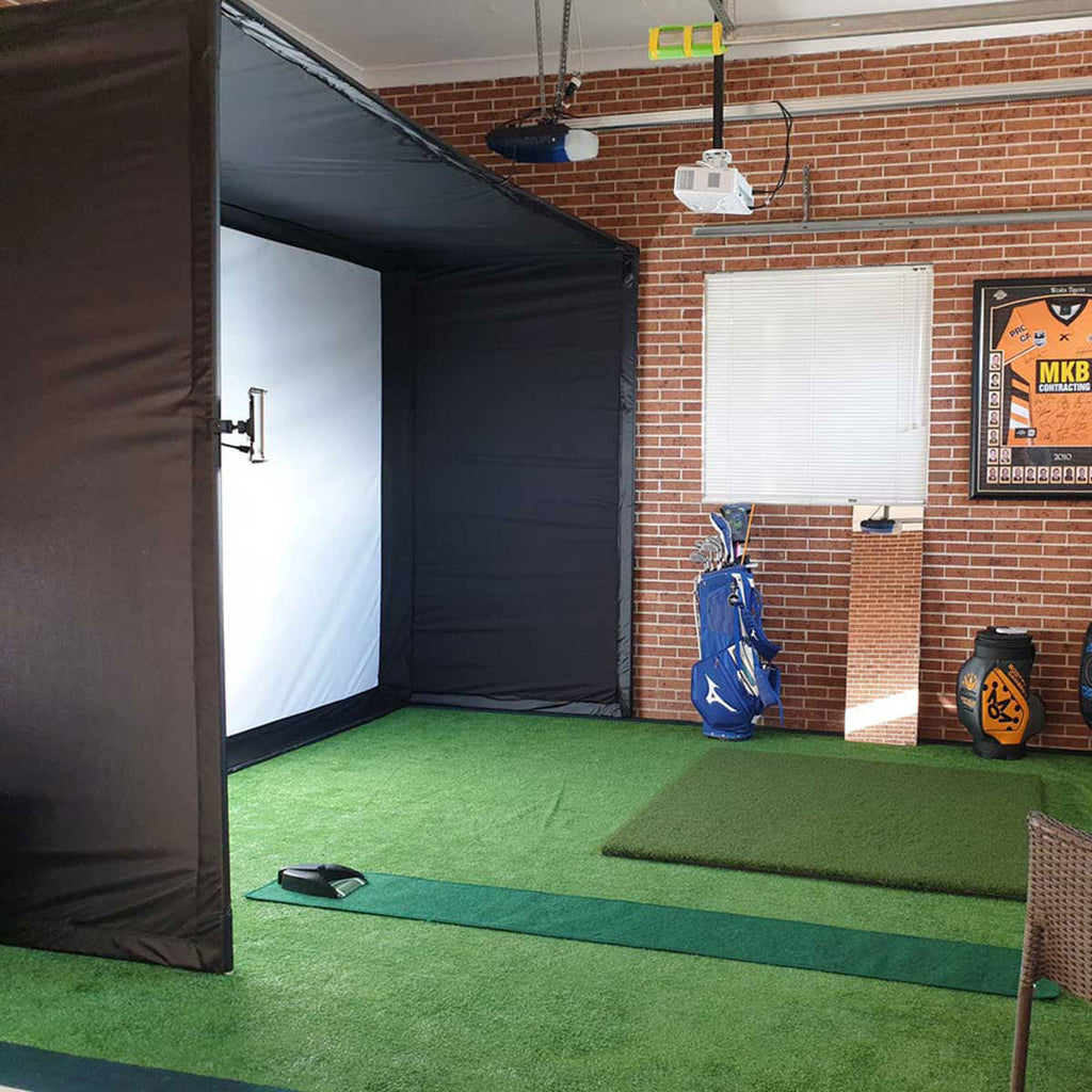 Garmin Approach R10 with PlayBetter SimStudio™ COMPLETE Package | Golf Simulator Studio with Impact Screen, Enclosure, Side Barriers, Hitting/Putting Mats, Projector & Alignment Stand