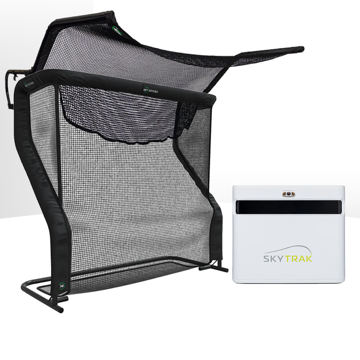 SkyTrak+ Golf Launch Monitor Home Net Studio with The Net Return Premium Hitting Net Package & 1-Year FREE Foresight Course Play