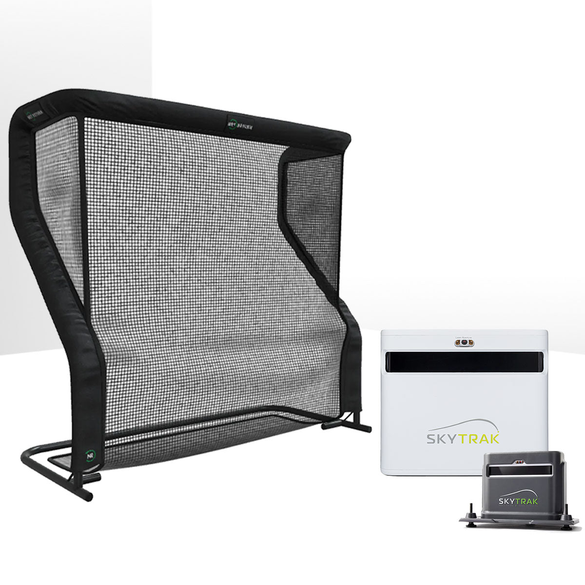 SkyTrak+ Golf Launch Monitor Home Net Studio with The Net Return Premium Hitting Net Package & 1-Year FREE Foresight Course Play