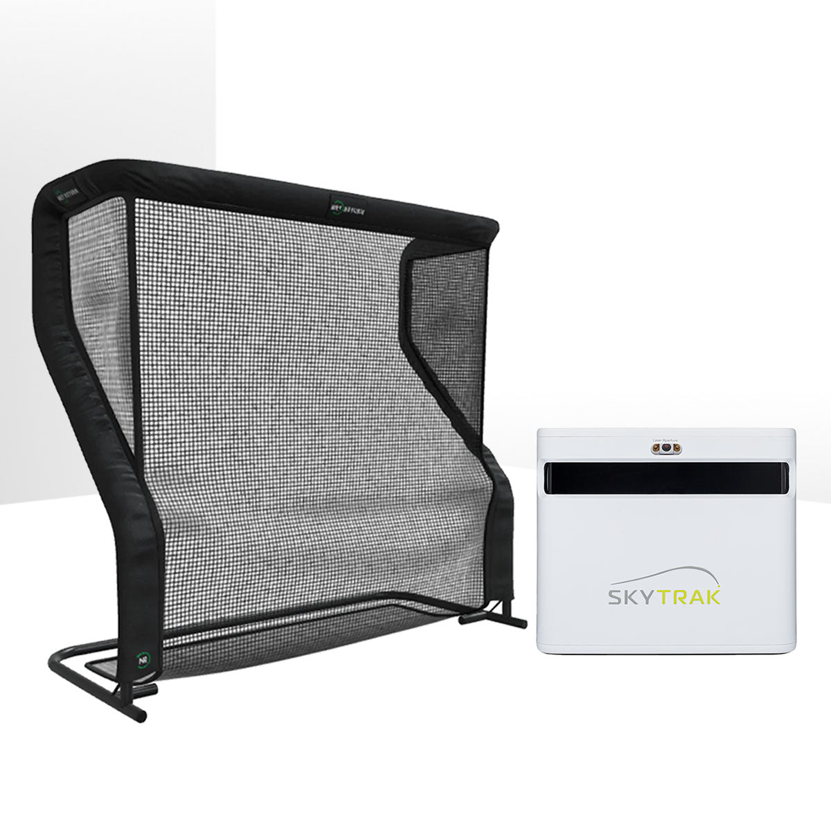 SkyTrak+ Golf Launch Monitor Home Net Studio with The Net Return Premium Hitting Net Package & 1-Year FREE Foresight Course Play