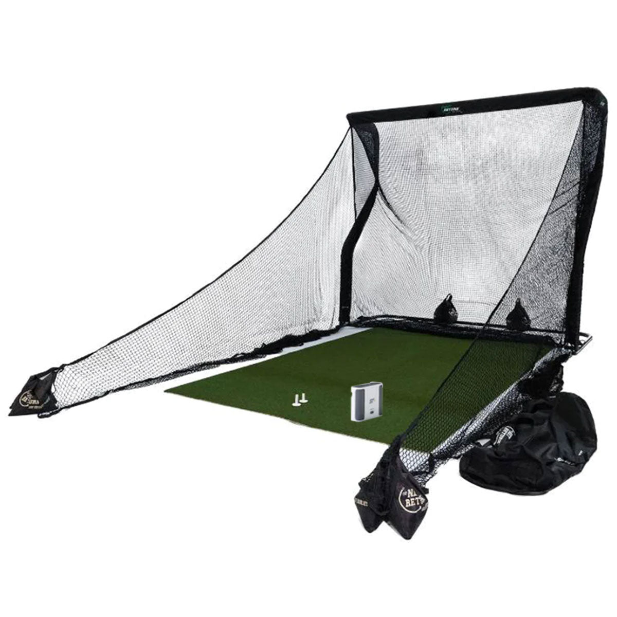 SkyTrak+ Golf Launch Monitor Home Net Studio with The Net Return Premium Hitting Net Package & 1-Year FREE Foresight Course Play