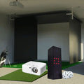 Square Golf SportScreen Vanish Retractable Golf Studio Complete Package | Home Golf Simulator Studio with Impact Screen, Enclosure, Hitting Mat, Putting Turf & Projector