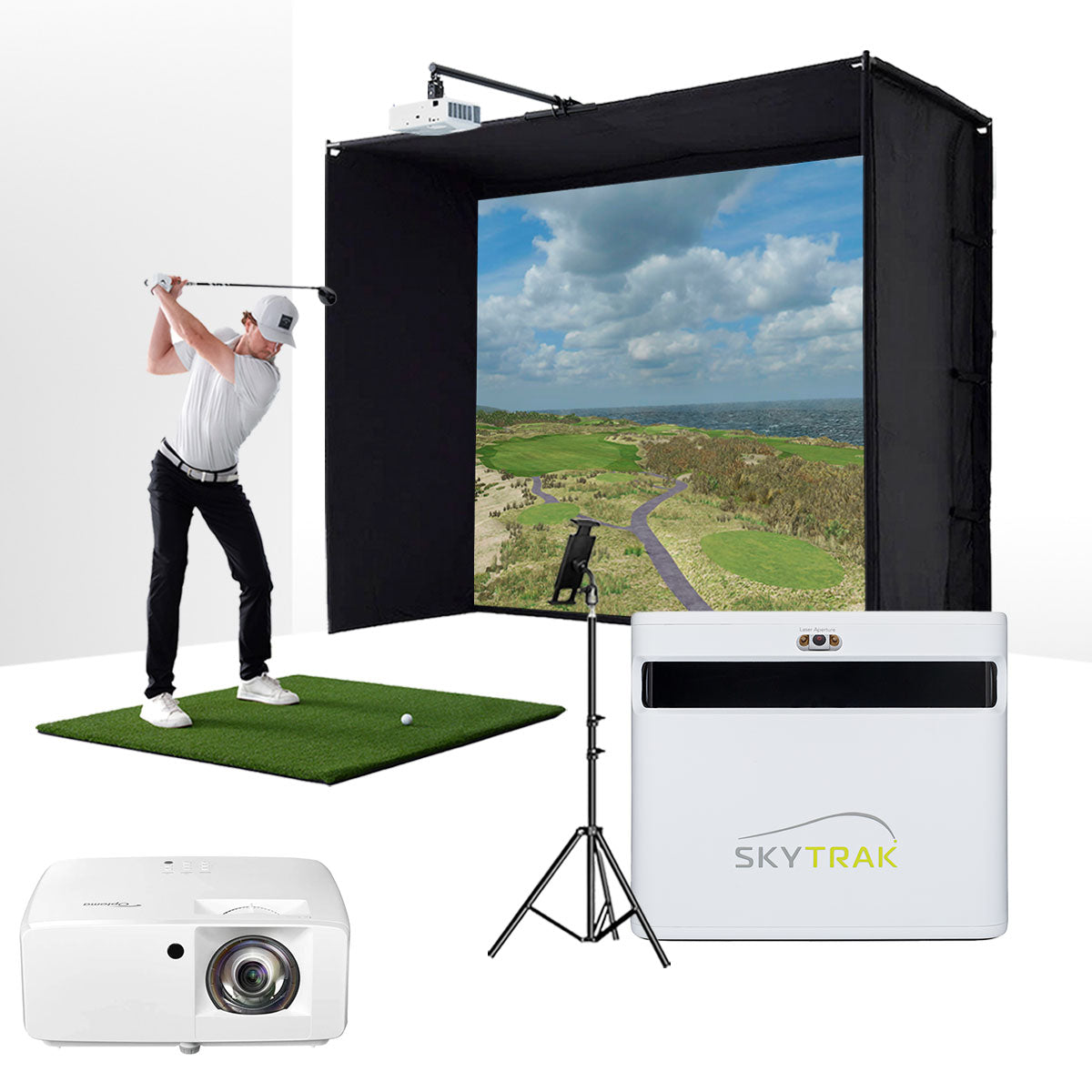 PlayBetter COMPLETE Garage SimStudio™ by Golficity | Home Golf Simulator Package with Impact Screen, Enclosure, Hitting Mat & Projector