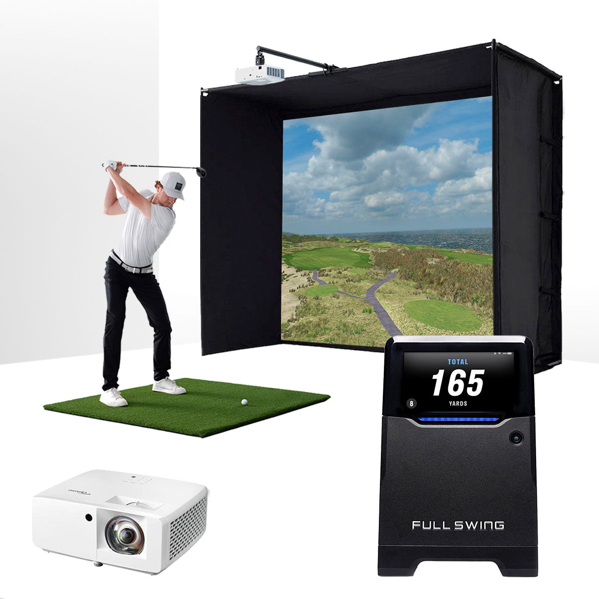 Full Swing KIT with PlayBetter SimStudio™ ESSENTIALS Package | Golf Simulator Studio with Impact Screen, Enclosure, Hitting Mat, & Projector