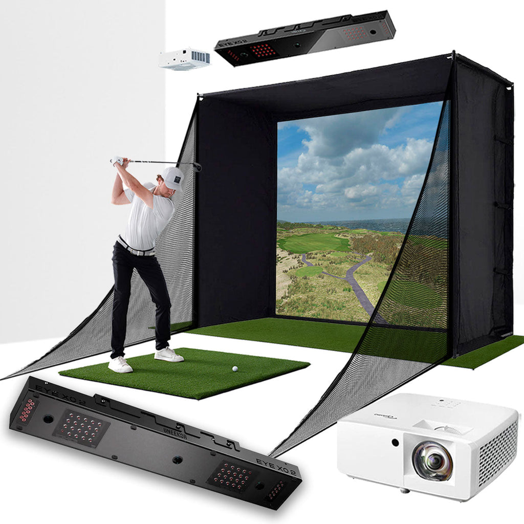 Uneekor EYE XO2 with PlayBetter SimStudio™ BYO (Build Your Own) Package – Custom Home Golf Simulator Studio Builder with Impact Screen, Enclosure, Optional Mats, Projector & More