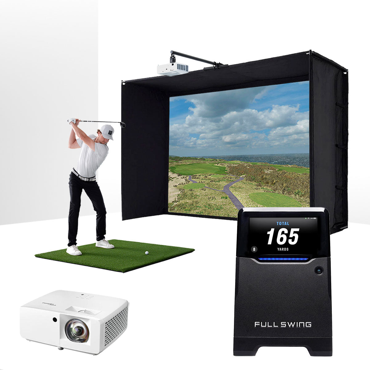 Full Swing KIT with PlayBetter SimStudio™ BYO (Build Your Own) Package – Custom Home Golf Simulator Studio Builder with Impact Screen, Enclosure, Optional Mats, Projector & More