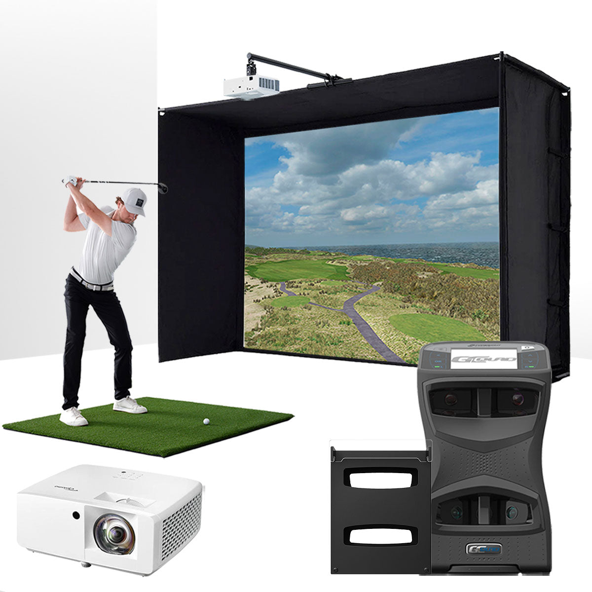 Foresight GCQuad with PlayBetter SimStudio™ BYO (Build Your Own) Package – Custom Home Golf Simulator Studio Builder with Impact Screen, Enclosure, Optional Mats, Projector & More