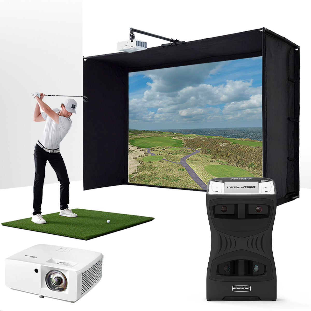 Foresight QuadMAX with PlayBetter SimStudio™ BYO (Build Your Own) Package – Custom Home Golf Simulator Studio Builder with Impact Screen, Enclosure, Optional Mats, Projector & More