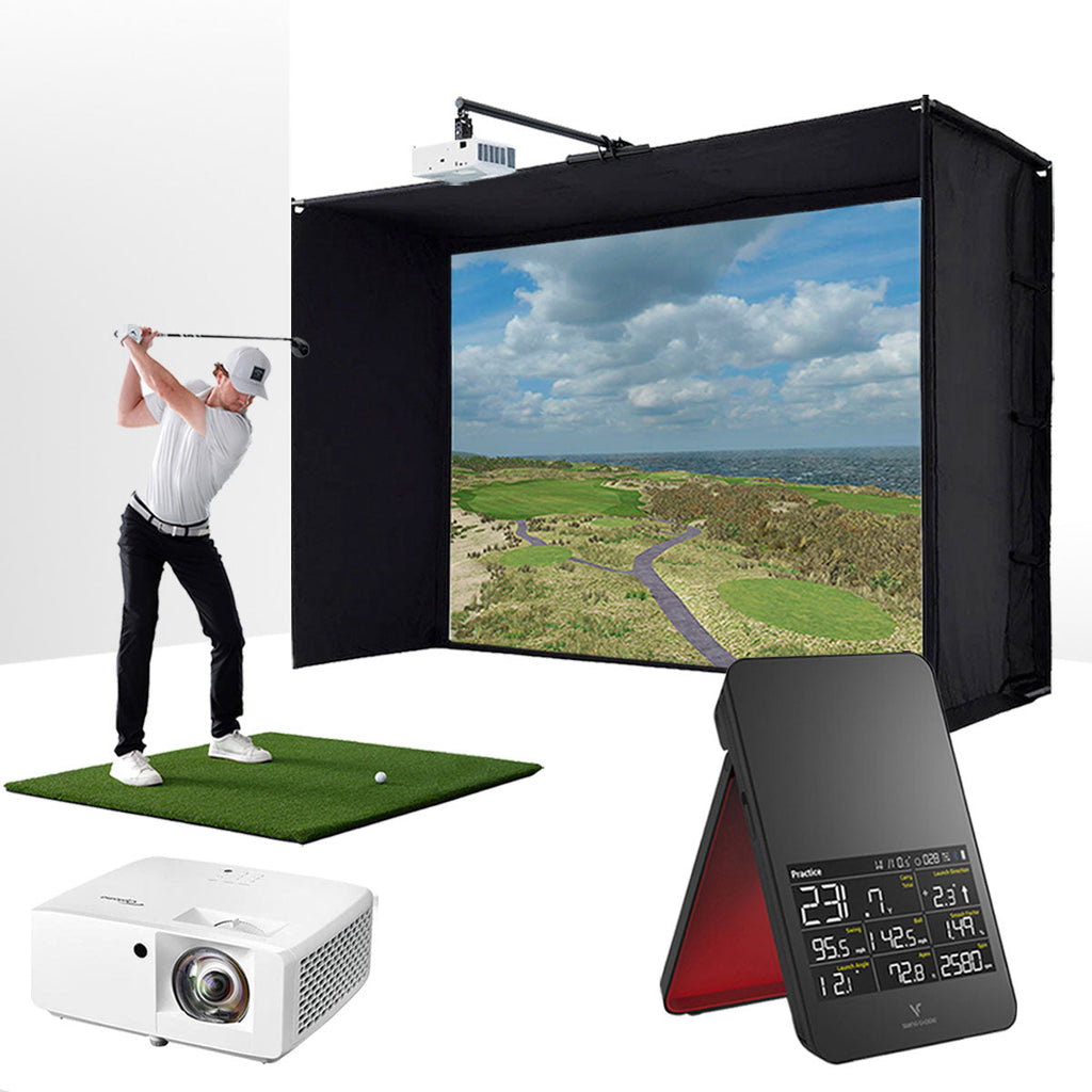 Swing Caddie SC4 PRO with PlayBetter SimStudio™ BYO (Build Your Own) Package – Custom Home Golf Simulator Studio Builder with Impact Screen, Enclosure, Optional Mats, Projector & More