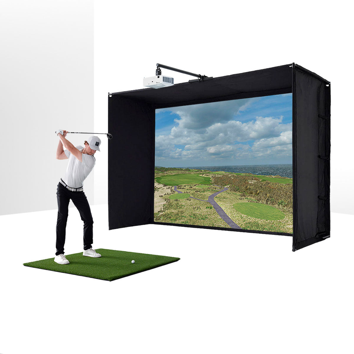 PlayBetter SimStudio™ BYO (Build Your Own) Package – Custom Home Golf Simulator Studio Builder with Impact Screen, Enclosure, Optional Mats, Projector & More